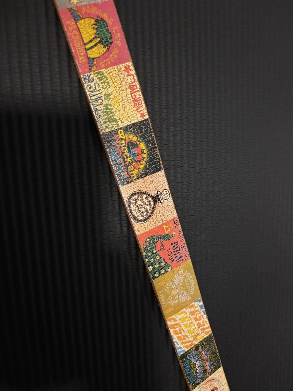 Vintage Fossil Daisy Rockers Graphic Patchwork Leather Belt